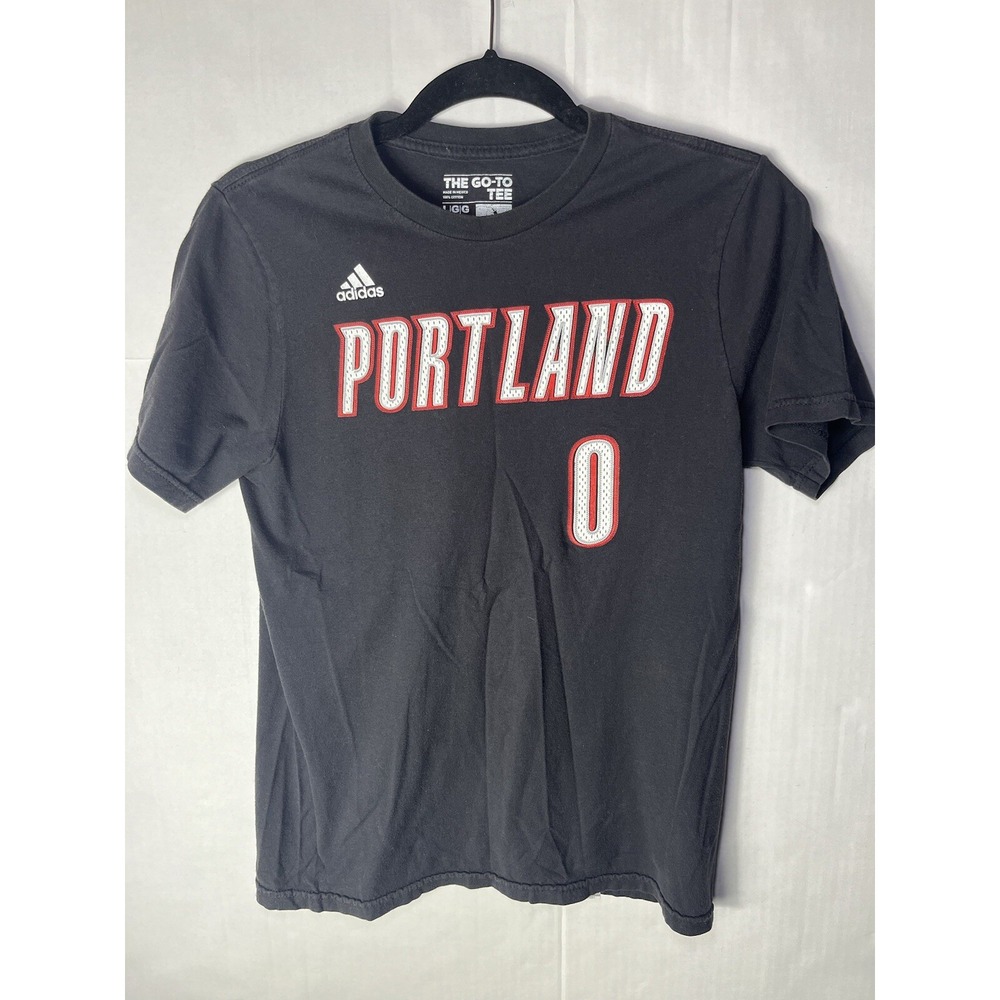 GUC Adidas Portland Trail Blazers #0 Damian Lillard Black T-Shirt Sz Large Young